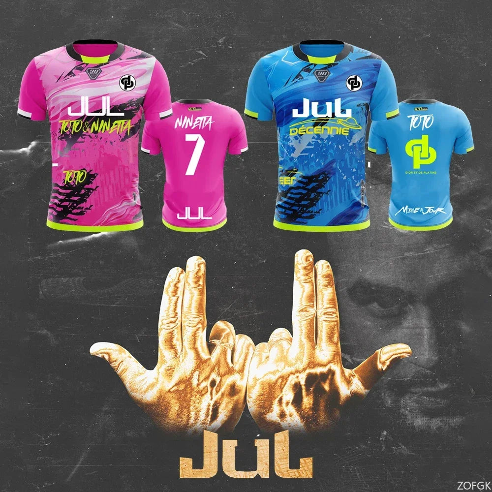 Nouveau maillot JUL T-shirt d'été pour jeunes, respirant et à séchage rapide, maillot de football unisexe pour l'entraînement.