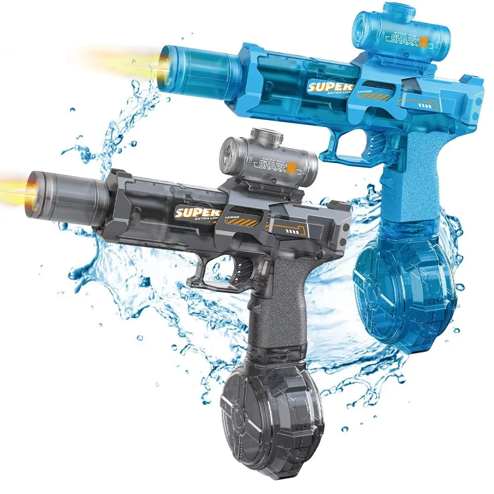 Pistolet à eau électrique pour enfants avec simulation de lutte contre les incendies, motif souris de glace LED, grande capacité, automatique et continu.