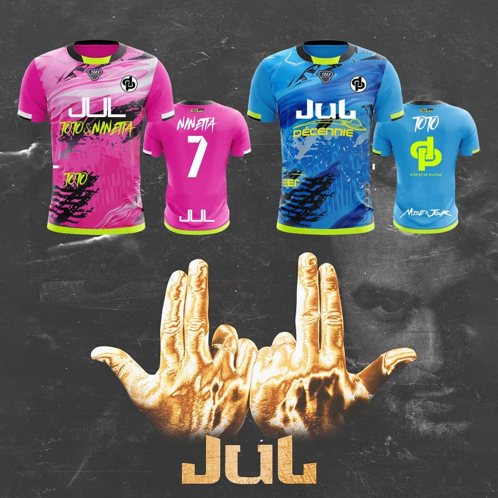 Nouveau maillot JUL T-shirt d'été pour jeunes, respirant et à séchage rapide, maillot de football unisexe pour l'entraînement.