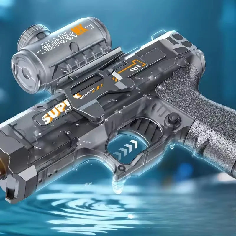 Pistolet à eau électrique pour enfants avec simulation de lutte contre les incendies, motif souris de glace LED, grande capacité, automatique et continu.