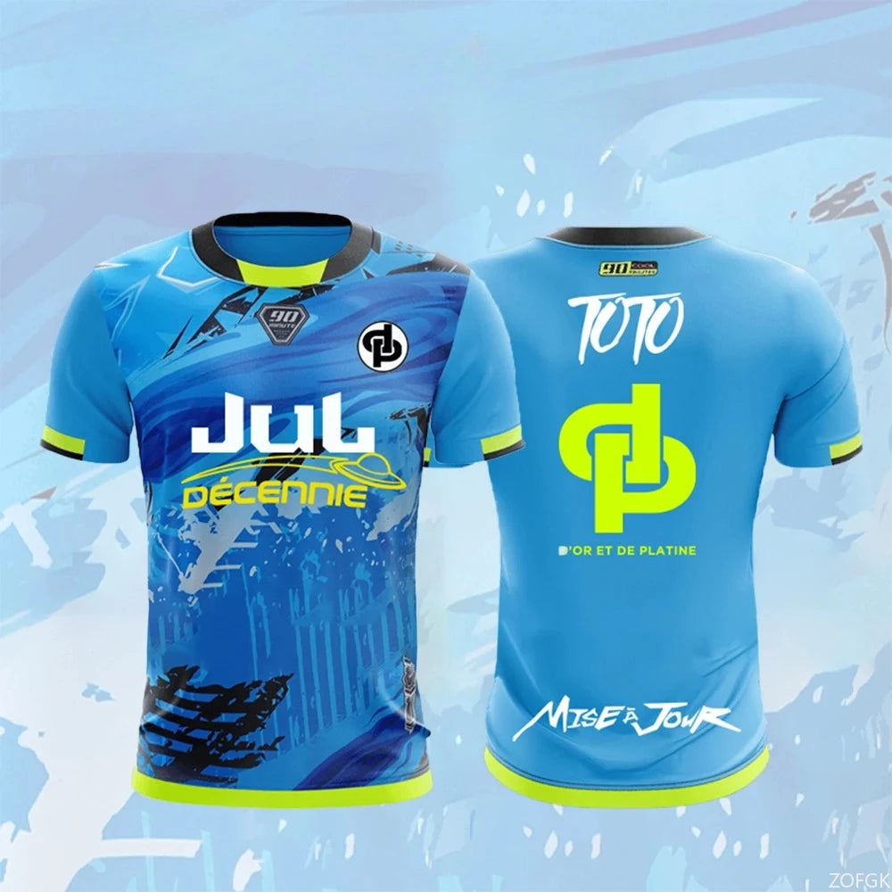 Nouveau maillot JUL T-shirt d'été pour jeunes, respirant et à séchage rapide, maillot de football unisexe pour l'entraînement.